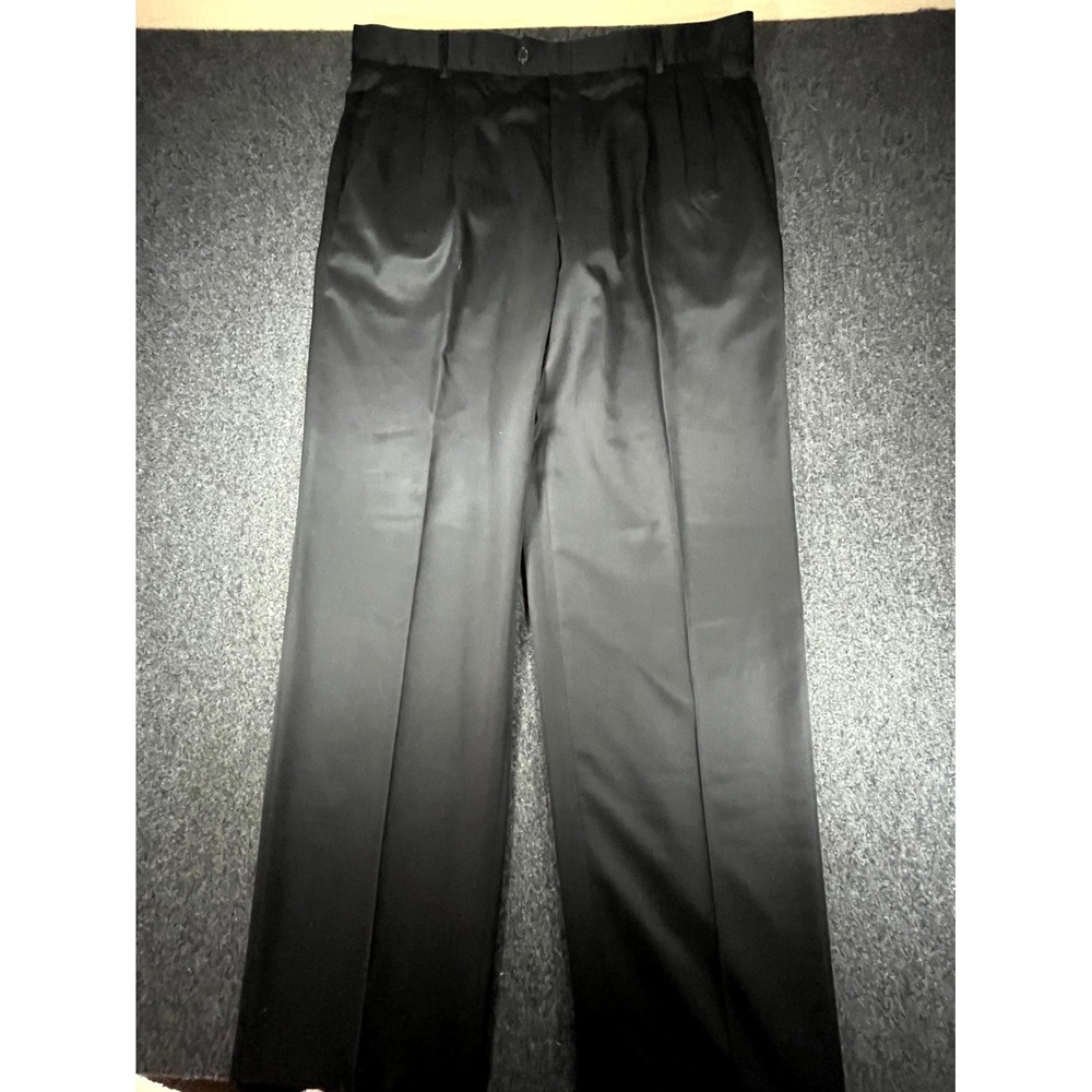 VTG Descente Golf Collection Pants Men's 40 Black Microfiber Classic Fit Pleated